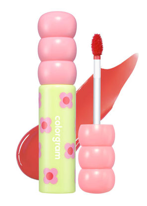 Picture of COLORGRAM Fruity Glass Tint 02 Dewy Grapefruit | Korean Long Lasting & Waterproof Lip Stain | Glossy Lip Gloss with Subtle Orange Shade | Buildable, Blendable, Moisturizing, Non-Sticky | 0.11 Oz