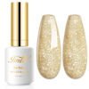 Picture of Imtiti Glitter Gel Nail Polish, 1 Pcs 0.5 Fl Oz Champagne Gold Glitter Gel Polish Soak Off LED U V Nail Gel Polish Nail Polish DIY Nail Art Starter Manicure Salon Gel Nail Polish Kit for Women Girls