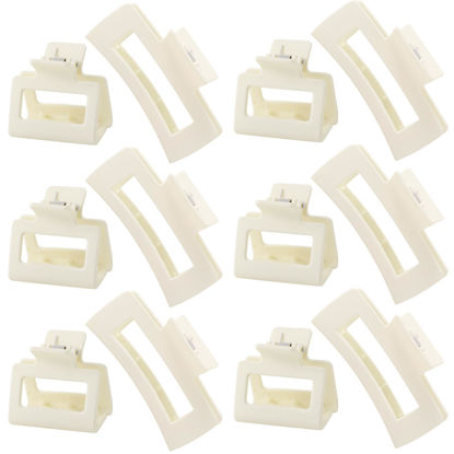 Picture of Hair Accessory Set for Women and Girls - 6 Large Rectangle Clips for Thick Hair, 6 Small Clips for Thin Hair (White)