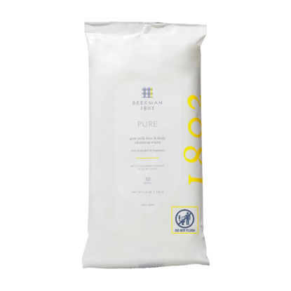 Picture of Beekman 1802 Face & Body Wipes - Fragrance Free, 30 Count, Cleanses Dirt & Makeup, With Goat Milk, Aloe & Vitamin E