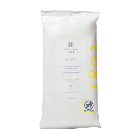 Picture of Beekman 1802 Face & Body Wipes - Fragrance Free, 30 Count, Cleanses Dirt & Makeup, With Goat Milk, Aloe & Vitamin E