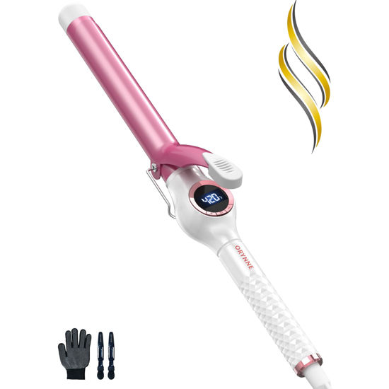 Picture of ORYNNE Digital Ceramic Curling Iron - 1 Inch Barrel for Bouncy Curls & Waves, Argan Oil Infused, Dual Voltage, Fast Heat Up