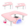 Picture of Manicure Arm Rest for Nails Tech: U-shaped Adjustable Nail Armrest - Pink PU Leather Hand Stand Rest for Manicurists