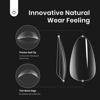 Picture of Beetles Gel Nail Kit Short Almond, 240Pcs Easy Nail Extension Set Shaped Clear Tips with 5 in 1 Nail Glue Base & Top Coat and Mini UV Lamp, Nail Tips Art Acrylic Nail Kit Valentine's Gifts for Women