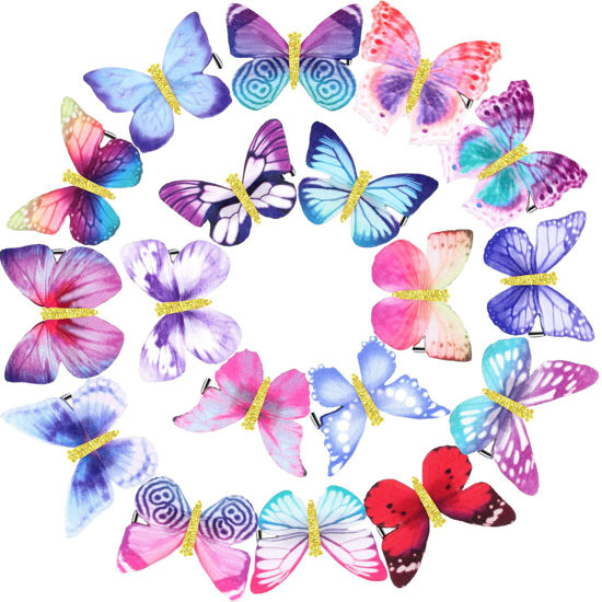 Picture of Boao 18 Pieces Glitter Butterfly Hair Clips for Girls Teens Women Hair Accessories (Retro Styles)