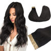 Picture of DOORES Tape in Extensions Human Hair Natural Black 24 Inch 20pcs 50g Human Hair Extensions Tape in Real Skin Weft Straight Natural Hair Extensions