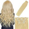 Picture of WindTouch Clip in Hair Extensions Bleached Blonde Hair Extensions For Women 12Inch 70g Human Hair 7PCS #613