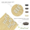 Picture of WindTouch Clip in Hair Extensions Bleached Blonde Hair Extensions For Women 12Inch 70g Human Hair 7PCS #613