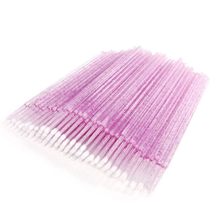 Picture of ZYIGYI 100 Pcs Disposable Micro Applicator Brush for Eyelash Extension, Microswabs Lips Mascara Wands Purple