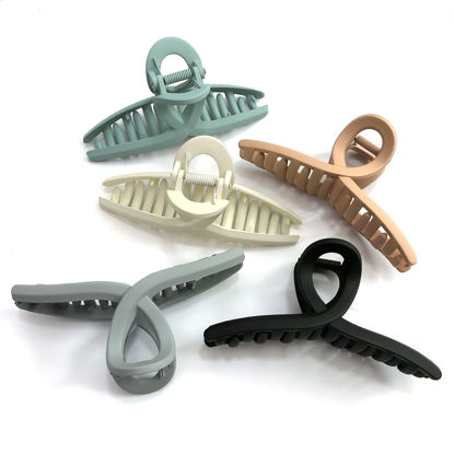 Picture of Nalodu 5 Pack Hair Claw Clip Large Matte 4.3 Inch No Slip Big Butterfly Jaw Clips Clamp Assorted Colors for Thin Fine Medium Thick Hair Women