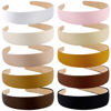 Picture of Wecoe Satin Headbands for Women and Girls - 10 Pack 1.3 Inch Wide Non-Slip Fashion Headbands in Neutral Colors, DIY Holiday Hair Accessories