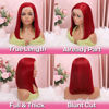 Picture of 13x4 HD 99J Burgundy Bob Lace Front Wigs Human Hair Pre Plucked Hairline Transparent Glueless Straight Bob Wigs for Black Women Human Hair with Baby Hair Replacement Wigs Bob Wine Red 14 Inch