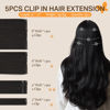 Picture of DOORES Clip in Hair Extensions Human Hair, 5pcs 75g 14 Inch Natural Black Real Human Hair Extensions Clip in Remy Straight Natural Hair Extensions