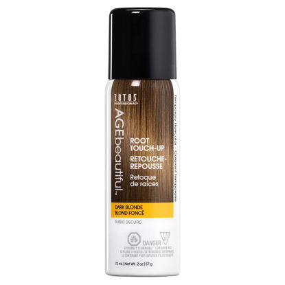Picture of AGE beautiful Root Touch Up Hair Color Spray | Touch-Up Gray Concealer | Temporary Cover Up | Adds Volume & Covers Thinning Patches | Water, Sweat, Stain Resistant | Dark Blonde | 2 Fl Oz