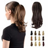 Picture of SOFEIYAN 13" Ponytail Extension Long Curly Ponytail Clip in Claw Hair Extension Natural Looking Synthetic Hairpiece for Women, Dark Brown & Dark Auburn Mixed
