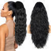 Picture of 26 inch Black Ponytail Extension, Drawstring Ponytail for Women, Long Wavy Pony Tails Hair Extensions, Synthetic Hair Extensions Ponytail for Daily Use (Color: Black)