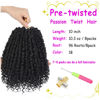 Picture of Bileaf 8 Packs Passion Twist Crochet Hair 10 Inch Pre-twisted Short Crochet Passion Twist Hair, Pre Looped Passion Twist Crochet Braids Bohemian Crochet Hair 1B