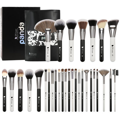 Picture of DUcare Professional Makeup Brushes, 31Pcs Panda Series Makeup Brush Set Christmas Gifts Kabuki Foundation Blending Face Powder Blush Concealers Eye Shadows With Leather Case Organizer