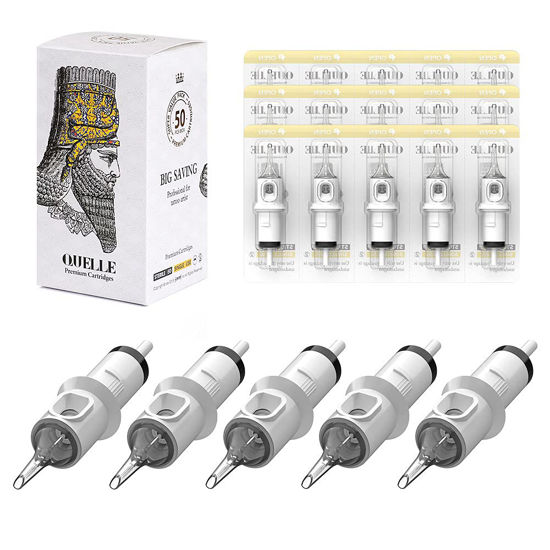 Picture of HAWINK 1RL Tattoo Needles Cartridge #10 Bugpin 3 Round Liner X-Taper 50PCS with Membrane Professional Disposable EN05S-50-1001RL