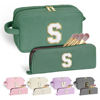 Picture of YOOLIFE Girls Makeup Bag - Teen Girl Gifts Deep Green Letter Make Up Bag Cosmetic Bag Mini Makeup Brush Bag Mother Teacher Gifts for Women Her Best Friend Birthday Gifts for Women Sister Initial S
