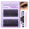 Picture of Yawamica Fluffy Lash Clusters Kit DIY Lash Extension Kit with Bottom Lashes Wispy Cluster Eyelash Extension 10-18MM 60D+80D Individual Lashes Kit with Lash Bond and Seal and Applicator for Beginners