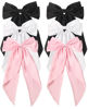 Picture of SUSULU 6pcs Large Hair Bows Big Bow Hair Barrette Clips for Women Girls,French Hair Bowknot with Long Tail Vintage Hair Accessories for Women Black/White/Pink