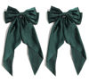 Picture of SUSULU Satin Bow Hair Clips for Women,Big Green Hair Bows Hair Slides Metal Clips Long Ribbon Hairpin Girls Barrettes Party Half-Updo Ponytail Accessories 2pcs