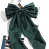 Picture of SUSULU Satin Bow Hair Clips for Women,Big Green Hair Bows Hair Slides Metal Clips Long Ribbon Hairpin Girls Barrettes Party Half-Updo Ponytail Accessories 2pcs