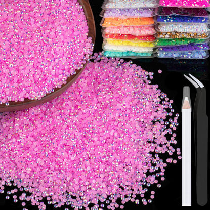Picture of 5000pcs 2mm Resin Rhinestones Bulk, Pink AB Flatback Round Jelly Rhinestones Bedazzling Non Hotfix Crystal Gems Large Quantity Wholesale for DIY Crafts Clothes Bottles Tumblers Face Makeup Manicure