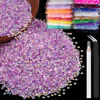 Picture of 5000pcs 3mm Resin Rhinestones Bulk, Transparent Lavender Purple AB Flatback Round Jelly Rhinestones Non Hotfix Crystal Gems Large Quantity Wholesale for DIY Crafts Clothes Face Makeup Manicure