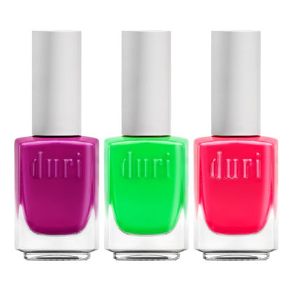 Picture of duri Trio Neon Nail Polish Set - GBD201 Neon Favorites, Matte Finish, Quick Drying, 0.45 Fl Oz each