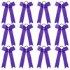 Picture of DEEKA 12 PCS Collegiate Style Ponytail Holders - Long Tail Skinny Handmade Bows for Girls, Teens, Softball, Cheerleading, Sports - Purple