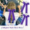 Picture of DEEKA 12 PCS Collegiate Style Ponytail Holders - Long Tail Skinny Handmade Bows for Girls, Teens, Softball, Cheerleading, Sports - Purple