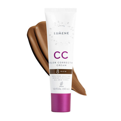 Picture of Lumene Color Correcting CC Cream - Lightweight Foundation - Medium Coverage - Redness Reducing Face Makeup for a Glowing Complexion - Vegan Formula + Suitable for All Skin Types - Rich (1 fl oz)