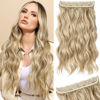 Picture of REECHO Clip in Hair Extensions, 20” One Piece Hair Extension Clip in Wefts Long Thick Beach Wavy Natural Soft Synthetic Hairpieces for Women, Dark Ash Blonde