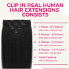 Picture of Lashey Clip in Hair Extensions Human Hair, Kinky Straight Remy Human Hair 24 Inch 120g 7pcs Natural Black #1B, Long Thick Clip in Hair Extensions for Black Women