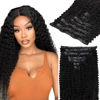 Picture of Lashey Seamless Clip in Hair Extensions Kinky Curly 110g 7pcs PU Weft Hair Extensions Clip in Human Hair with Invisi Edge Natural Black 20 Inch Real Human Hair Extensions for Women