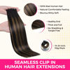 Picture of Lashey Straight Seamless Hair Extensions Real Human Hair Clip ins Natural Black Mixed Chestnut Brown 18 Inch 110g 7pcs Seamless Clip in Hair Extensions Natural Real Human Hair for Black Women
