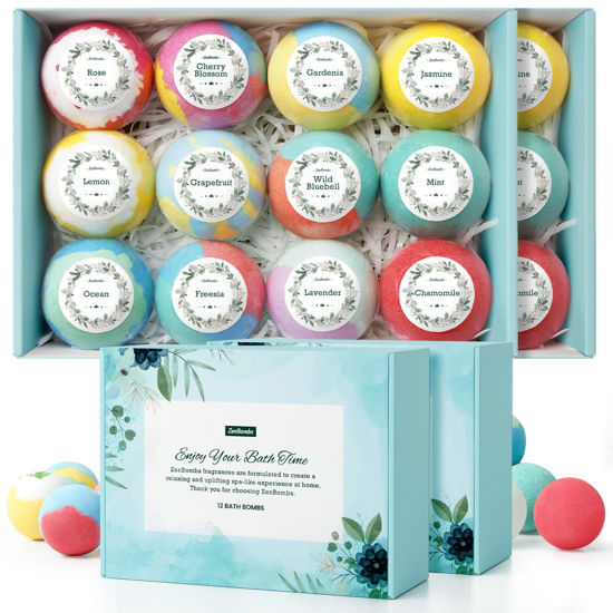 Picture of ZenBombs Bath Bombs for Women, 24pcs Handmade Natural Bath Bomb, Stocking Stuffers, Bath Bomb with Shea Butter, Mothers Day Presents for Mom, Amazing Present for Her, Wife, Girlfriend, Mother(2 Sets)