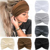Picture of Awumbuk Wide Headbands for Women Knotted No Slip Head Bands Soft Turban Headband Hair Accessories Boho African Solid Color Head Wraps for Women Yoga Workout Pack of 6（Brown）