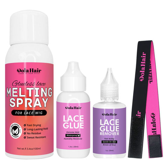 Picture of Dolahair Wig Glue Spray for Front Lace Wig Lace Melting Spray for Wigs Melting Spray Lace Bond Spray Wig Glue Spray lace Melting kit Lace Glue Kit Wig Install Kit