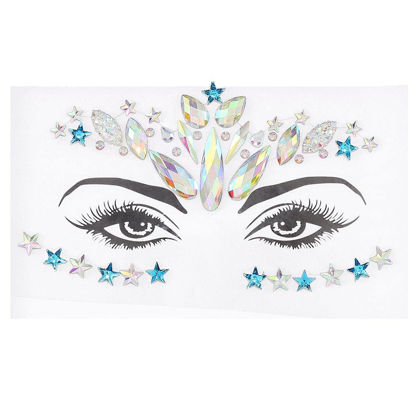 Picture of Wosois Crystal Face Stickers Star Mermaid Gems Sparkly Temporary Rhinestone Sticker Rave Party Accessories for Women and Girls (E)