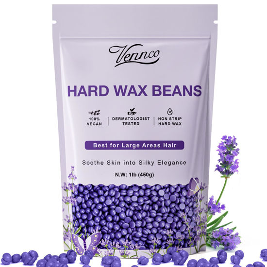 Picture of VENNCO Hard Wax Beads, 1lb Wax Beans with Lavender Essence, Gentle on All Skin Types, Suitable for Legs, Back, Chest, and Bikini, Waxing Beads Refill for Easy Hair Removal at Home