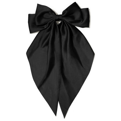 Picture of Big Hair Bows for Women: Silky Satin Hair Clips with Long Tails, Cute Ribbons and Coquette Barrettes for Girls