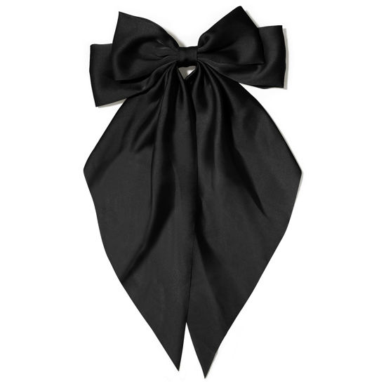 Picture of Big Hair Bows for Women: Silky Satin Hair Clips with Long Tails, Cute Ribbons and Coquette Barrettes for Girls