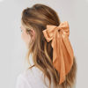 Picture of Big Silky Satin Hair Bows for Women: Orange Long Tail Coquette Hair Clips and Barrettes for Girls