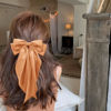 Picture of Big Silky Satin Hair Bows for Women: Orange Long Tail Coquette Hair Clips and Barrettes for Girls