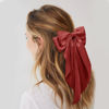 Picture of Large Hair Bows for Women Brick Red Silky Satin Hair Bow Hair Clips Long Tail Oversize Hair Ribbon Coquette Bows Hair Accessories for Girls
