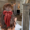 Picture of Large Hair Bows for Women Brick Red Silky Satin Hair Bow Hair Clips Long Tail Oversize Hair Ribbon Coquette Bows Hair Accessories for Girls