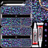 Picture of Resin Jelly Rhinestones for Crafting with B7000 Jewelry Glue, 2 Boxes Purplish Black AB Flatback Crystals with 2Pcs 10ml Glue, Bedazzling Non Hotfix Gems for DIY Tumblers Clothing Shoes Manicure